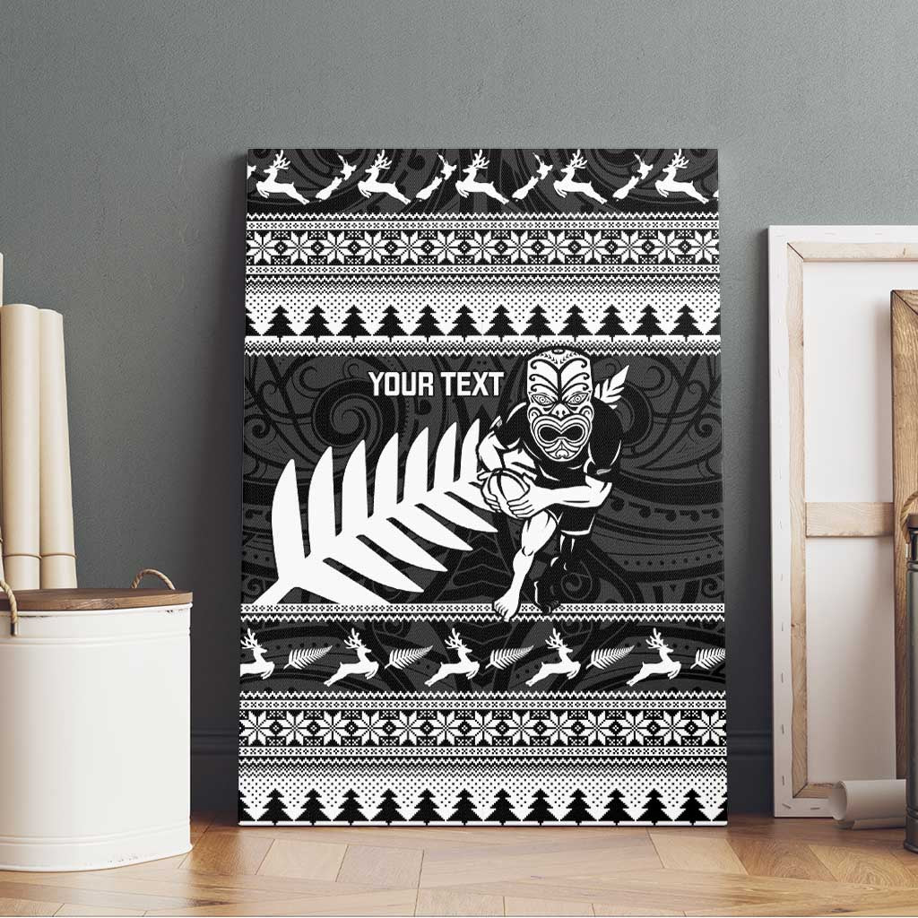 New Zealand Christmas Rugby Personalised Canvas Wall Art Meri Kirihimete All Black Maori LT14 - Polynesian Pride