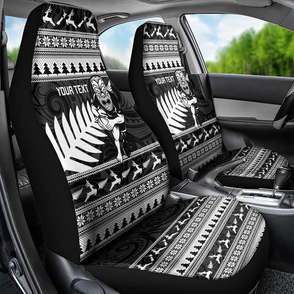 New Zealand Christmas Rugby Personalised Car Seat Cover Meri Kirihimete All Black Maori LT14 - Polynesian Pride