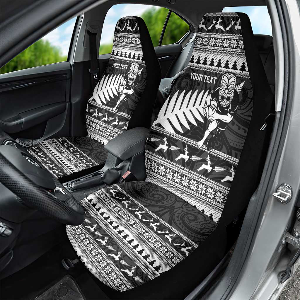 New Zealand Christmas Rugby Personalised Car Seat Cover Meri Kirihimete All Black Maori LT14 - Polynesian Pride