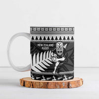 New Zealand Christmas Rugby Personalised Ceramic Mug Meri Kirihimete All Black Maori LT14 Black - Polynesian Pride