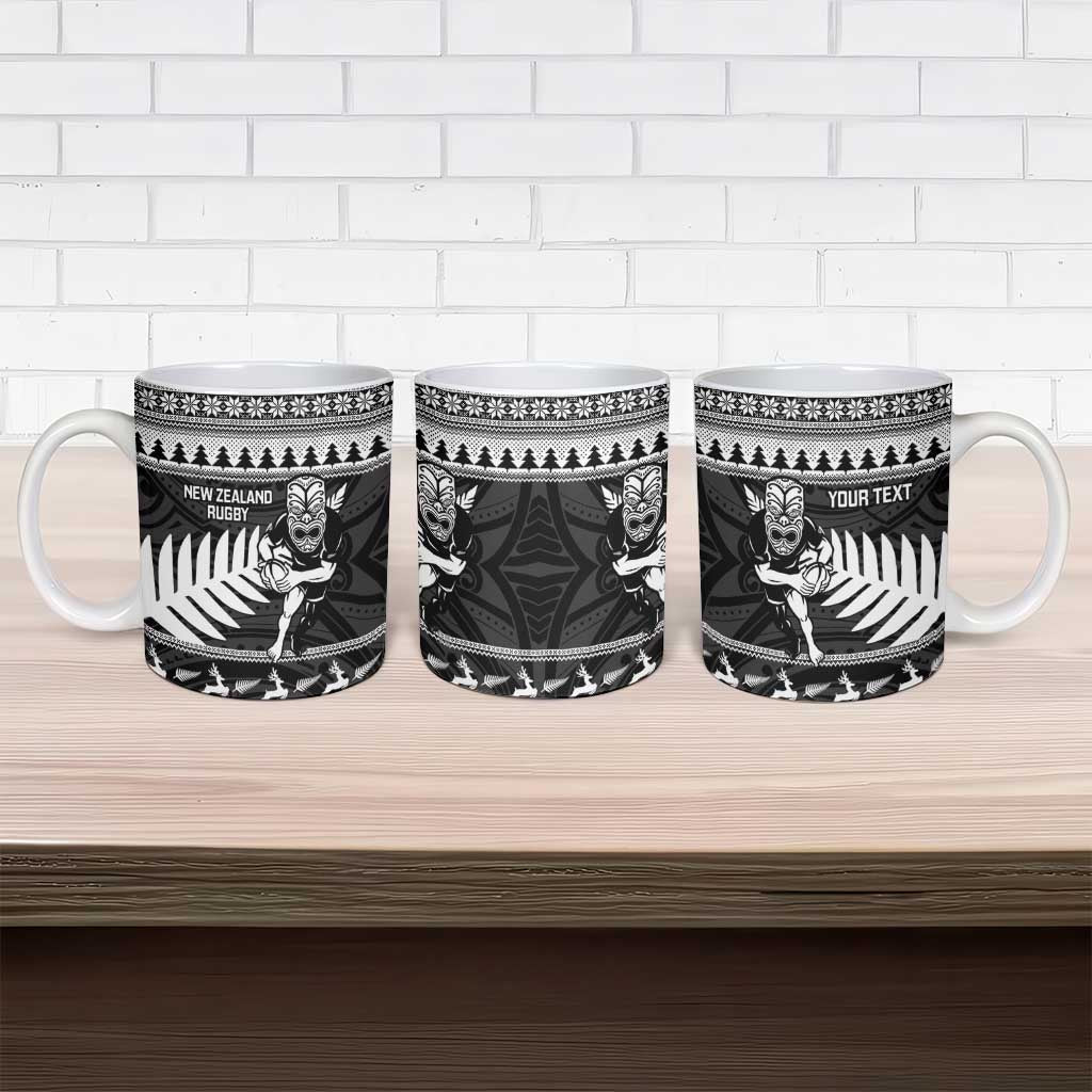 New Zealand Christmas Rugby Personalised Ceramic Mug Meri Kirihimete All Black Maori LT14 - Polynesian Pride