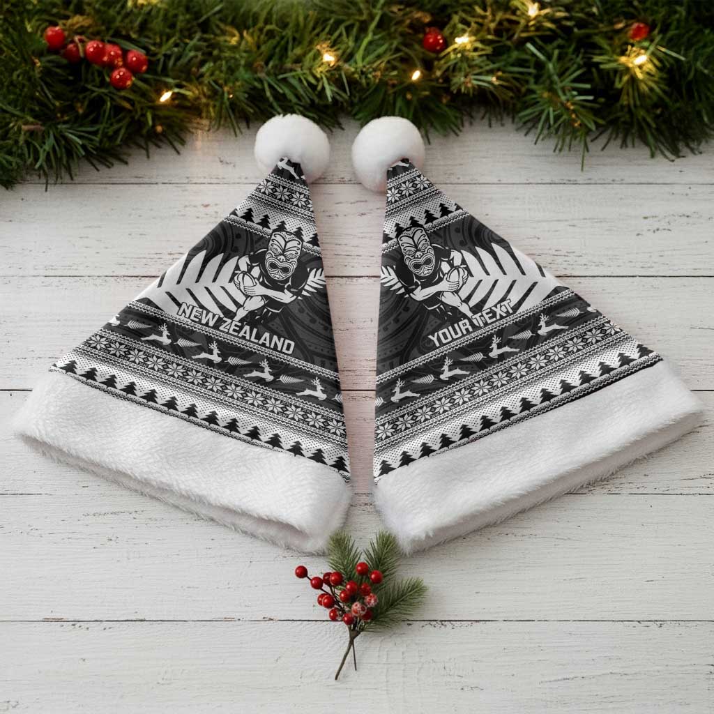 New Zealand Christmas Rugby Personalised Christmas Santa Hat Meri Kirihimete All Black Maori LT14 - Polynesian Pride