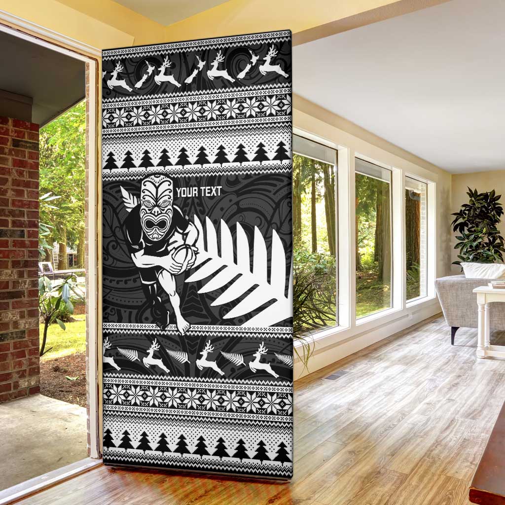 New Zealand Christmas Rugby Personalised Door Cover Meri Kirihimete All Black Maori LT14 - Polynesian Pride