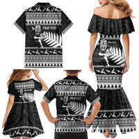New Zealand Christmas Rugby Personalised Family Matching Mermaid Dress and Hawaiian Shirt Meri Kirihimete All Black Maori LT14 - Polynesian Pride