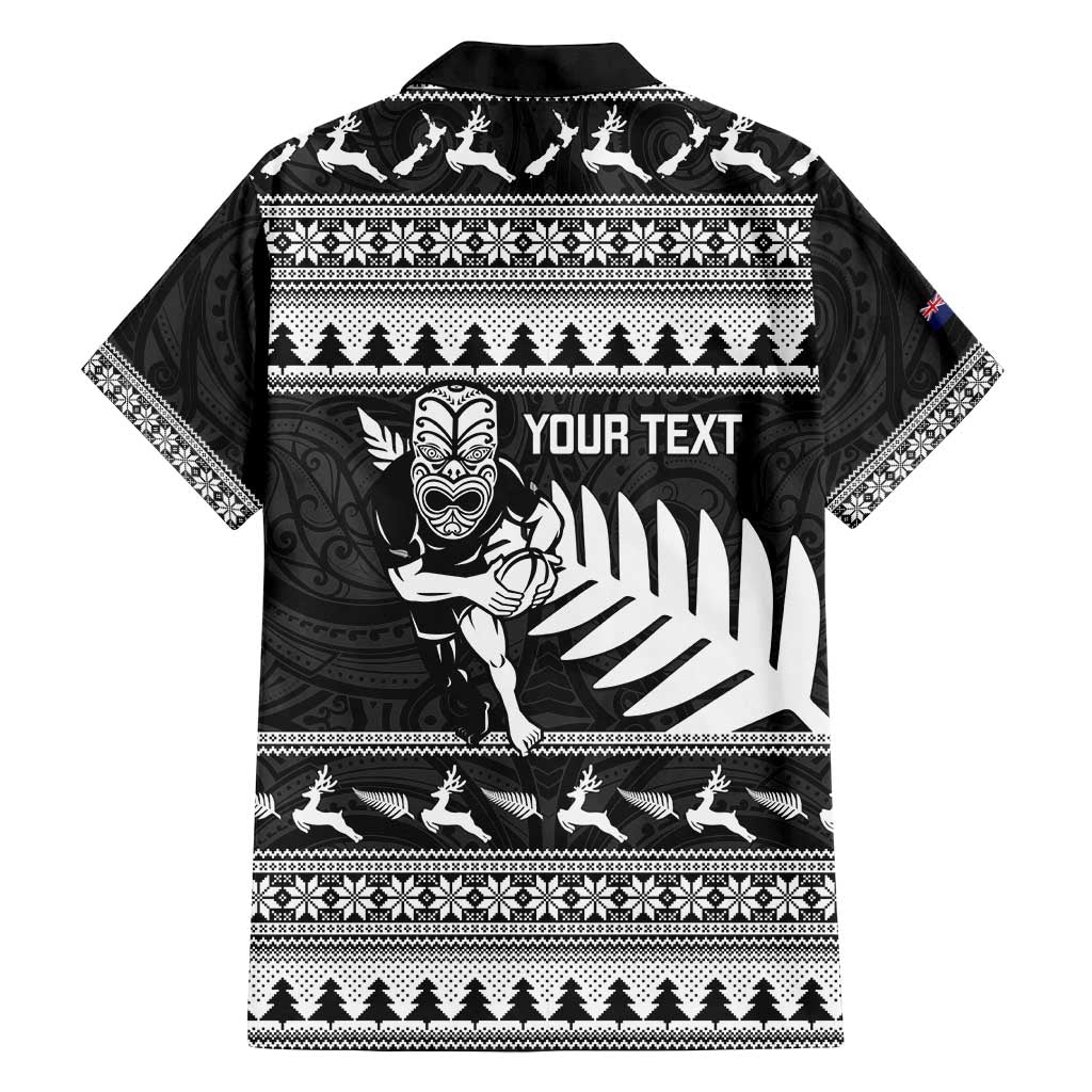 New Zealand Christmas Rugby Personalised Family Matching Puletasi and Hawaiian Shirt Meri Kirihimete All Black Maori LT14 - Polynesian Pride