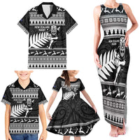 New Zealand Christmas Rugby Personalised Family Matching Tank Maxi Dress and Hawaiian Shirt Meri Kirihimete All Black Maori LT14 - Polynesian Pride