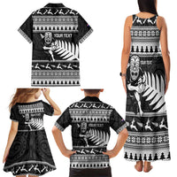 New Zealand Christmas Rugby Personalised Family Matching Tank Maxi Dress and Hawaiian Shirt Meri Kirihimete All Black Maori LT14 - Polynesian Pride