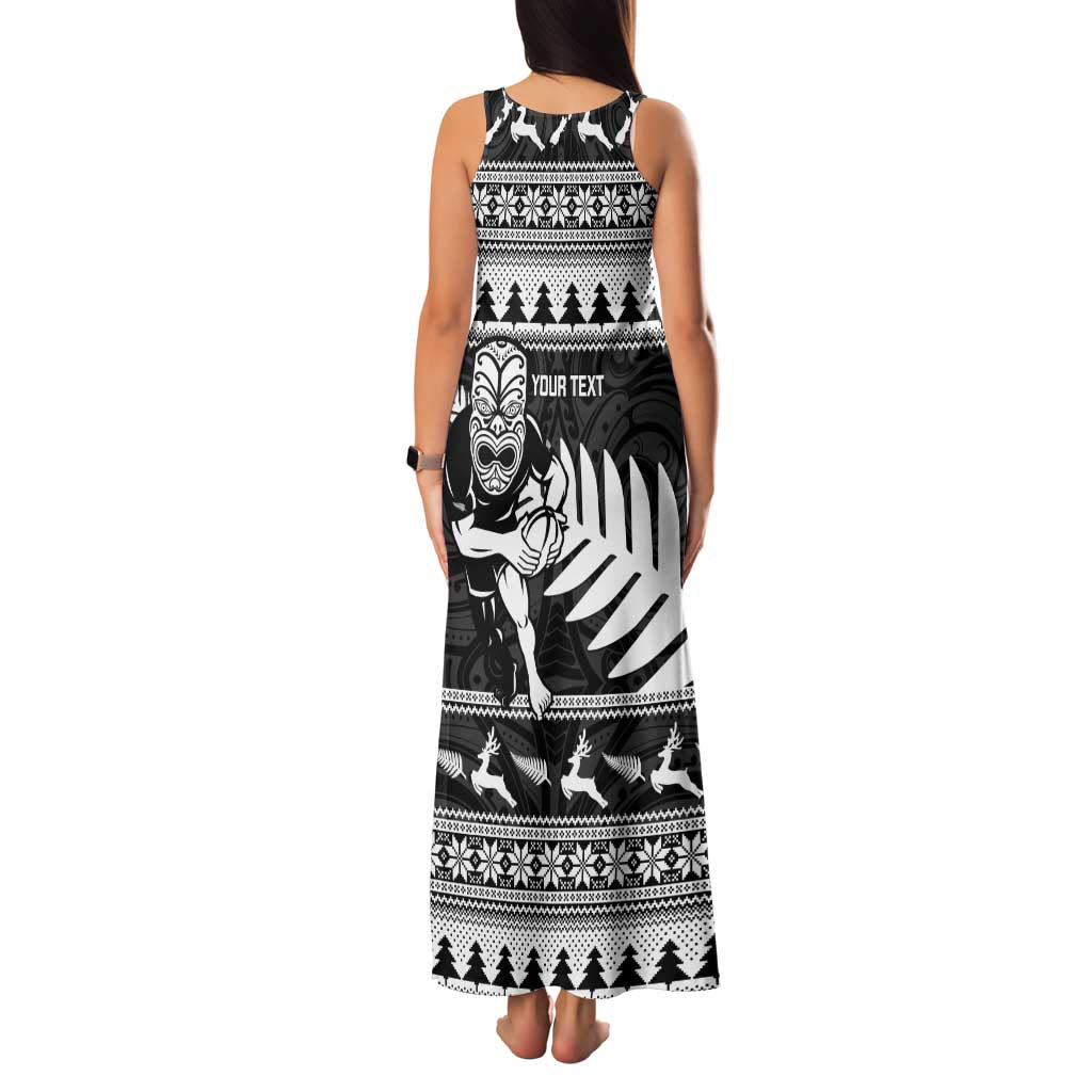 New Zealand Christmas Rugby Personalised Family Matching Tank Maxi Dress and Hawaiian Shirt Meri Kirihimete All Black Maori LT14 - Polynesian Pride