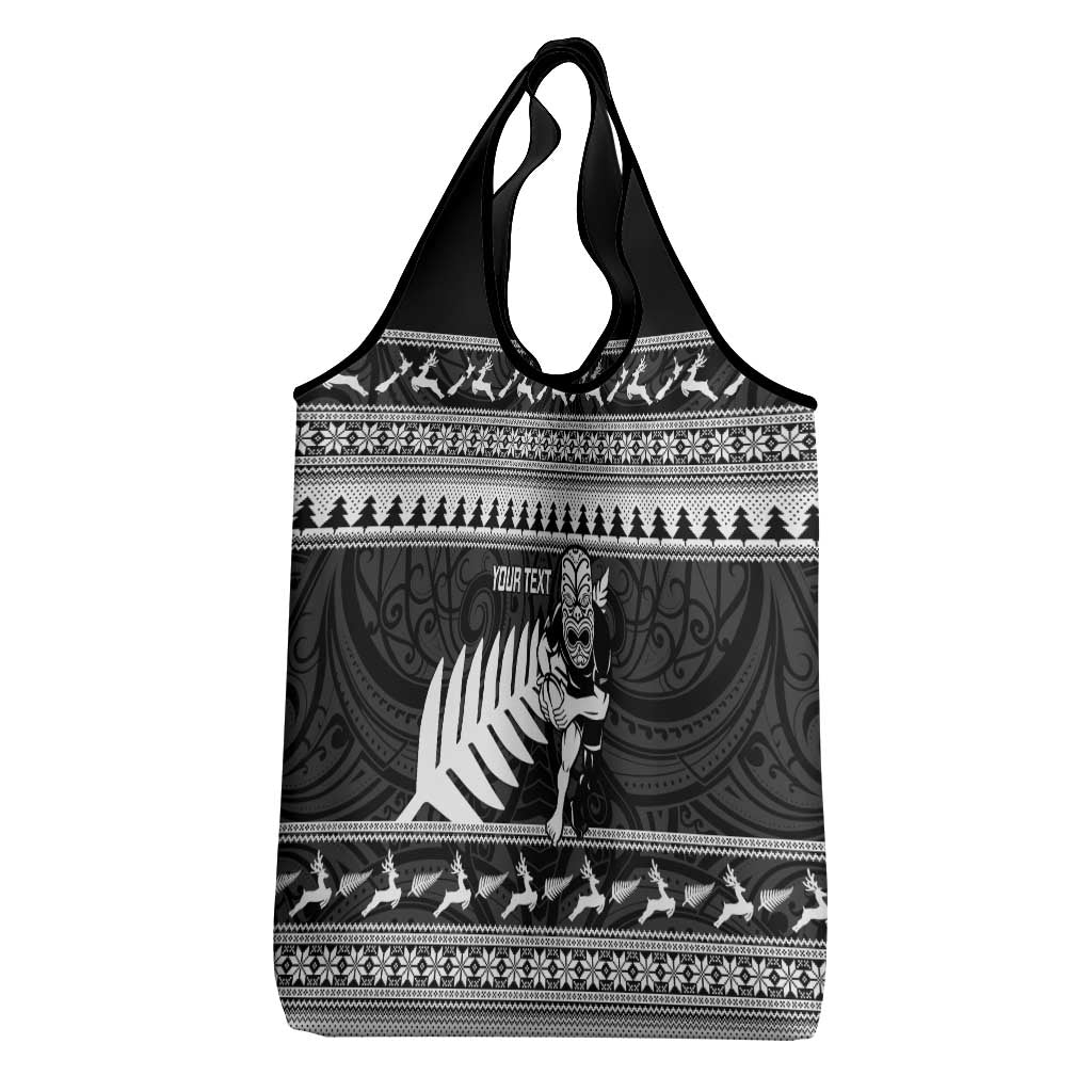 New Zealand Christmas Rugby Personalised Grocery Bag Meri Kirihimete All Black Maori LT14 - Polynesian Pride