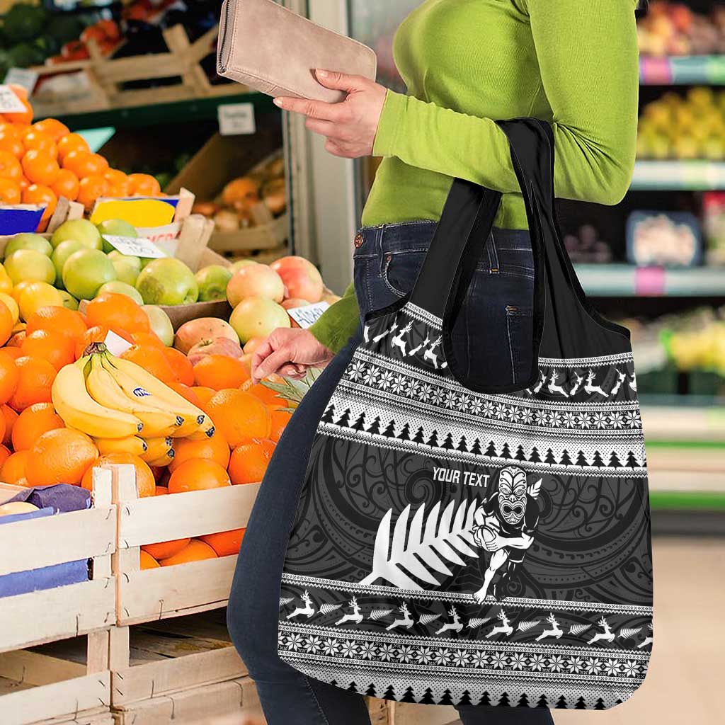 New Zealand Christmas Rugby Personalised Grocery Bag Meri Kirihimete All Black Maori LT14 - Polynesian Pride