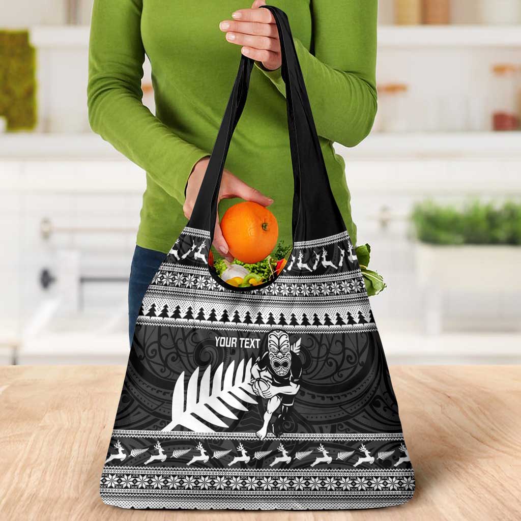 New Zealand Christmas Rugby Personalised Grocery Bag Meri Kirihimete All Black Maori LT14 - Polynesian Pride