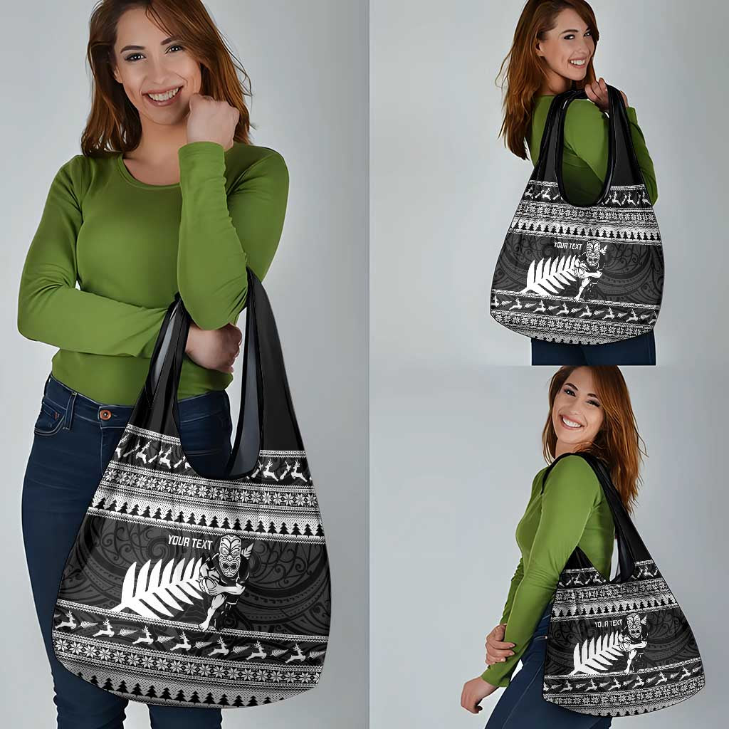 New Zealand Christmas Rugby Personalised Grocery Bag Meri Kirihimete All Black Maori LT14 - Polynesian Pride