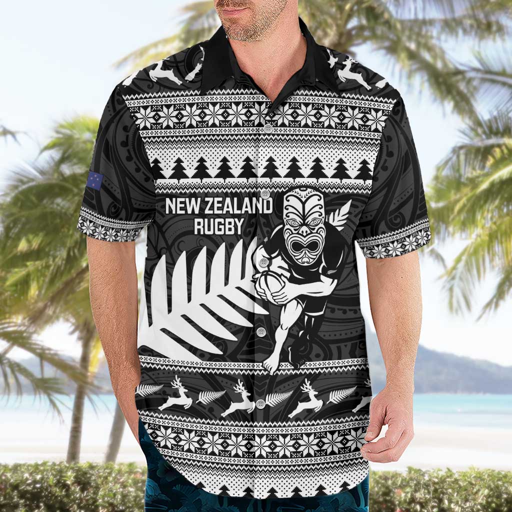 New Zealand Christmas Rugby Personalised Hawaiian Shirt Meri Kirihimete All Black Maori LT14 - Polynesian Pride