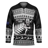 New Zealand Christmas Rugby Personalised Hockey Jersey Meri Kirihimete All Black Maori LT14 Unisex Black - Polynesian Pride