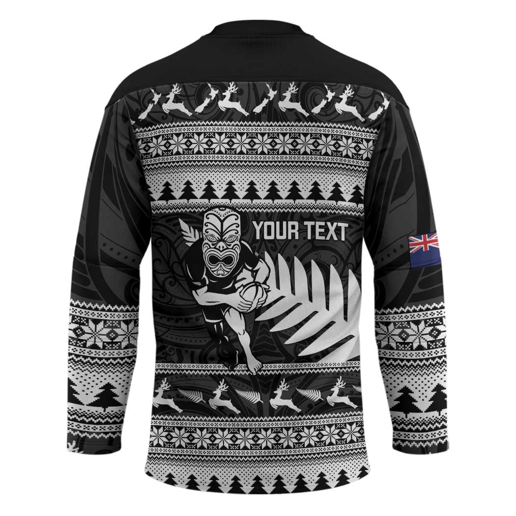 New Zealand Christmas Rugby Personalised Hockey Jersey Meri Kirihimete All Black Maori LT14 - Polynesian Pride