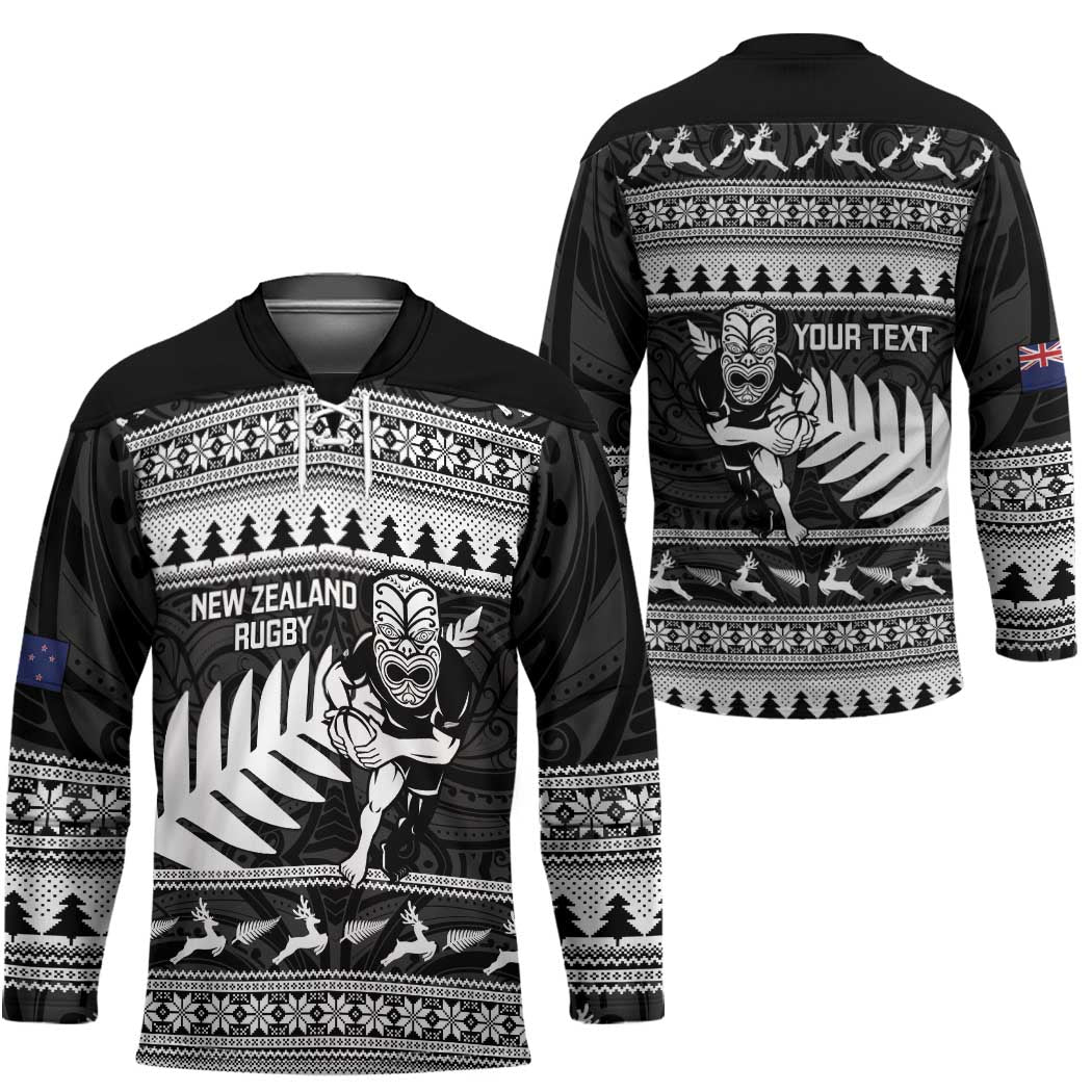 New Zealand Christmas Rugby Personalised Hockey Jersey Meri Kirihimete All Black Maori LT14 - Polynesian Pride