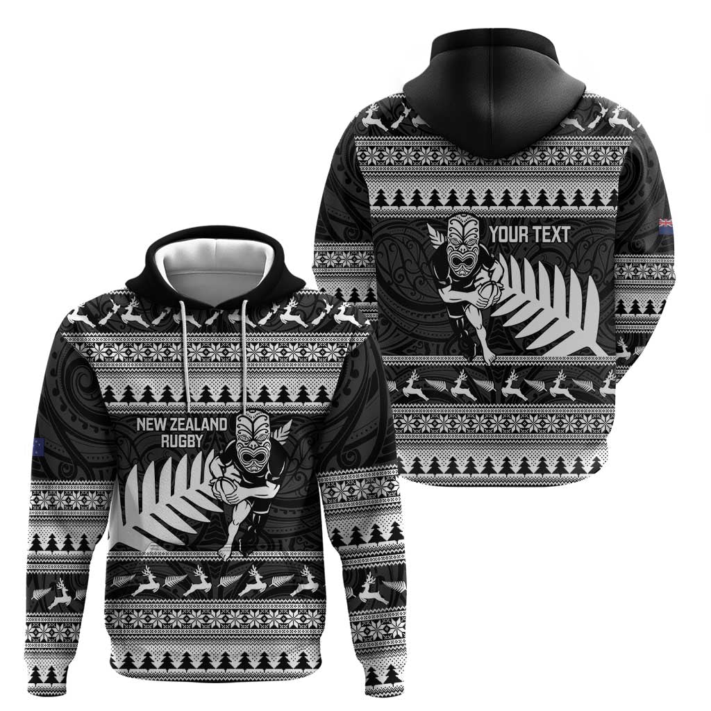New Zealand Christmas Rugby Personalised Hoodie Meri Kirihimete All Black Maori LT14 - Polynesian Pride