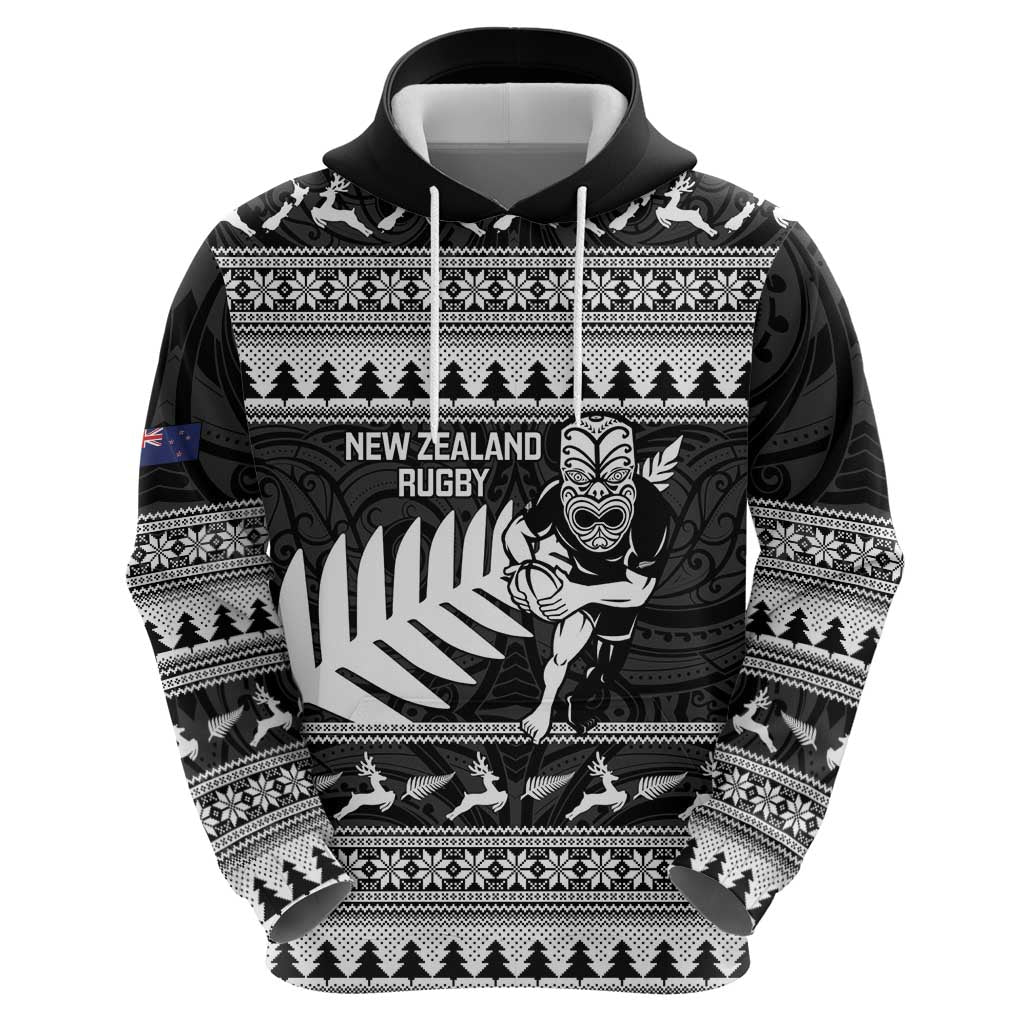 New Zealand Christmas Rugby Personalised Hoodie Meri Kirihimete All Black Maori LT14 - Polynesian Pride