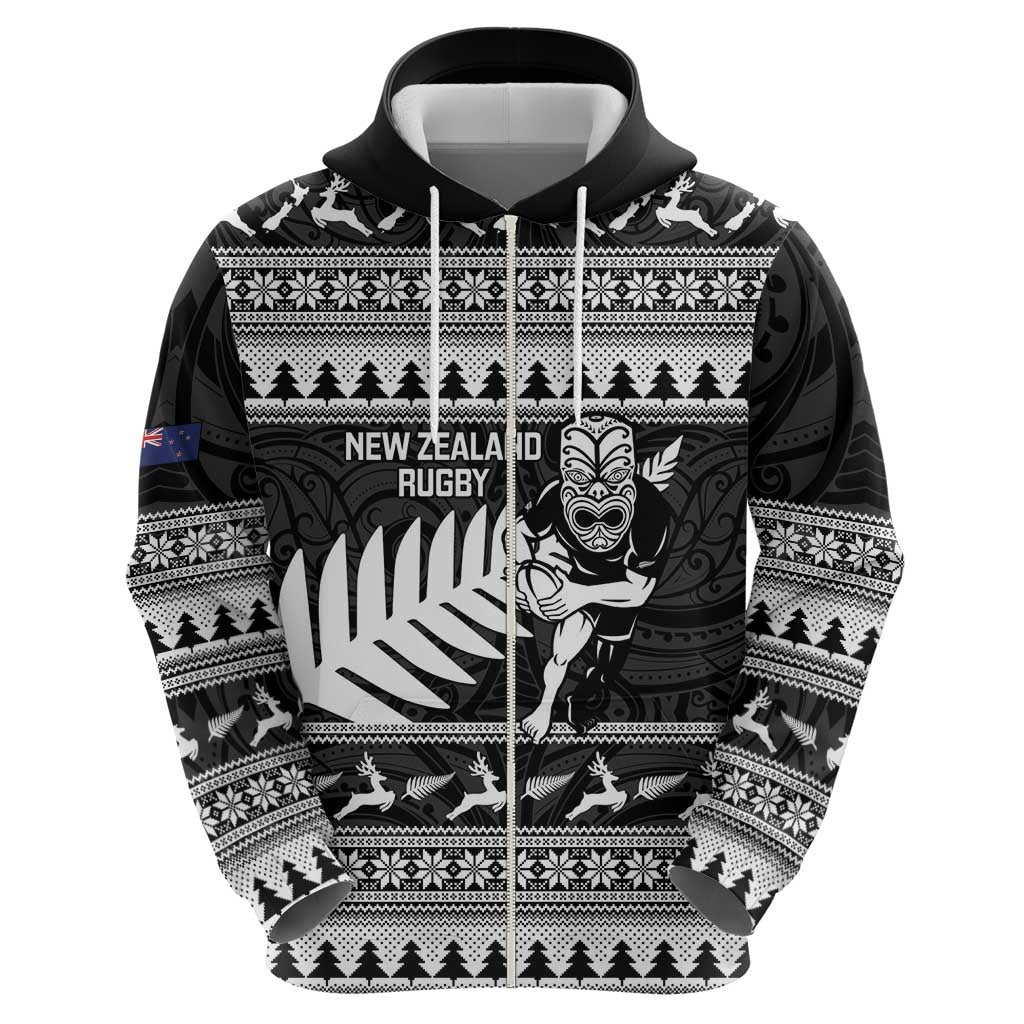 New Zealand Christmas Rugby Personalised Hoodie Meri Kirihimete All Black Maori LT14 - Polynesian Pride
