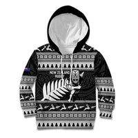 New Zealand Christmas Rugby Personalised Kid Hoodie Meri Kirihimete All Black Maori LT14 Hoodie Black - Polynesian Pride