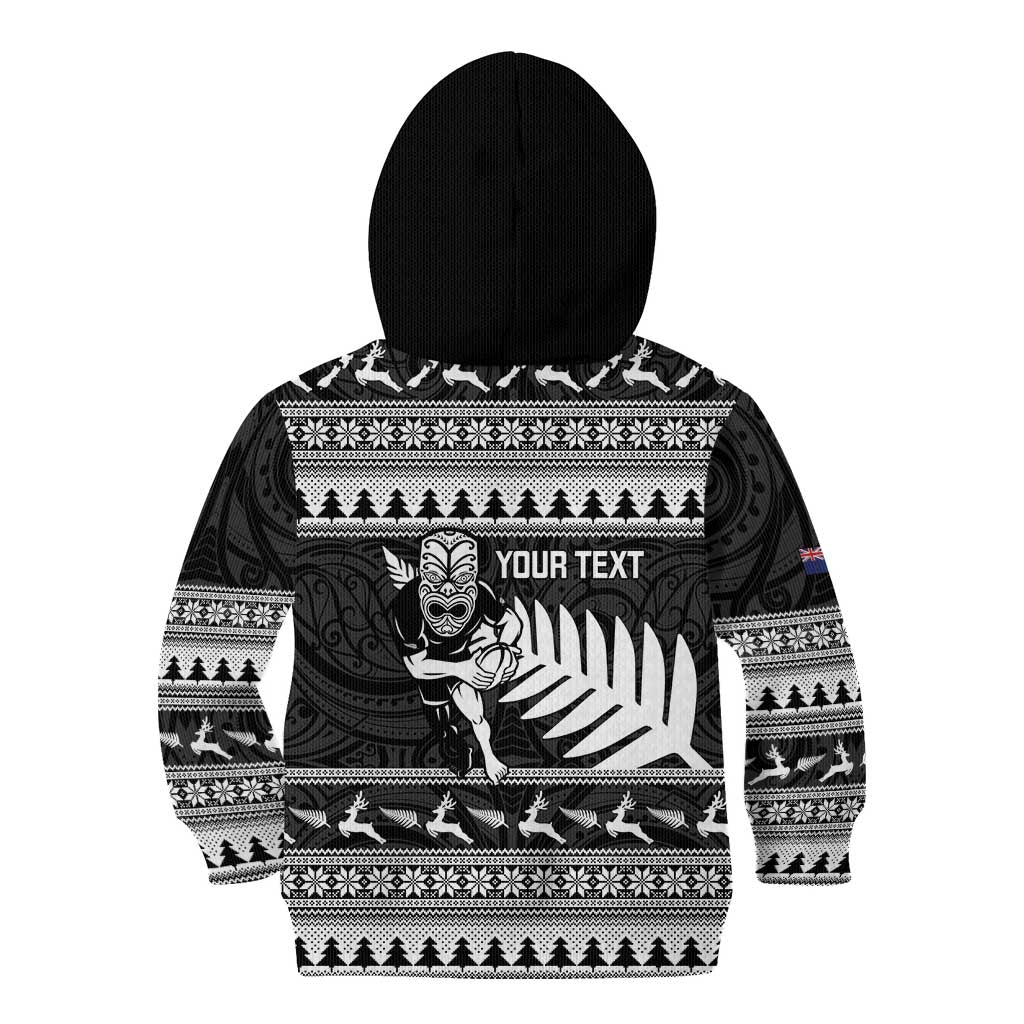 New Zealand Christmas Rugby Personalised Kid Hoodie Meri Kirihimete All Black Maori LT14 - Polynesian Pride