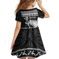 New Zealand Christmas Rugby Personalised Kid Short Sleeve Dress Meri Kirihimete All Black Maori LT14 - Polynesian Pride