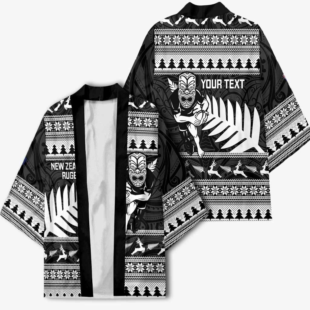 New Zealand Christmas Rugby Personalised Kimono Meri Kirihimete All Black Maori LT14 - Polynesian Pride