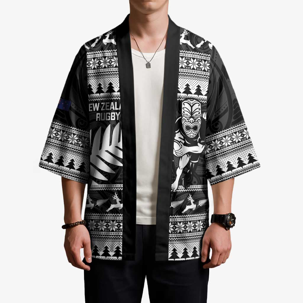 New Zealand Christmas Rugby Personalised Kimono Meri Kirihimete All Black Maori LT14 - Polynesian Pride