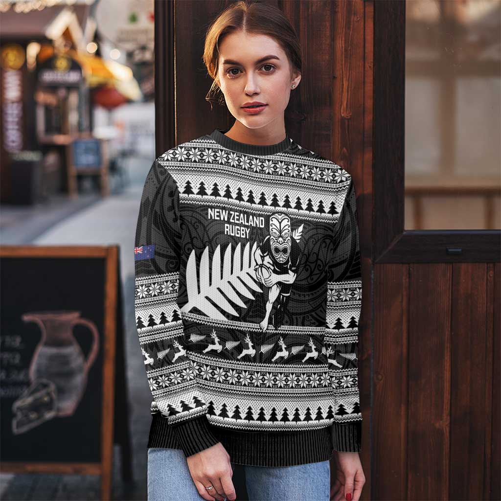 New Zealand Christmas Rugby Personalised Ugly Christmas Sweater Meri Kirihimete All Black Maori LT14 - Polynesian Pride