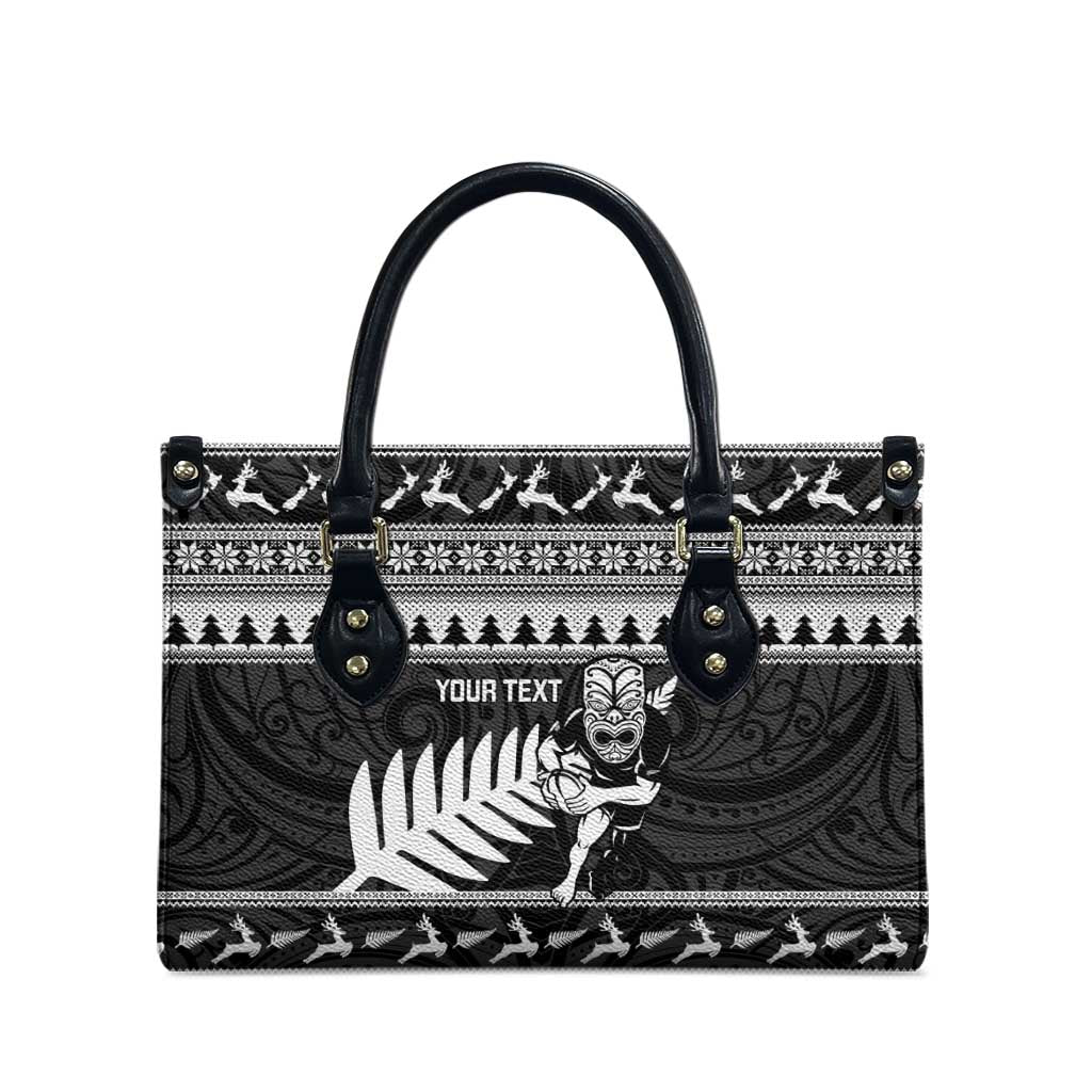 New Zealand Christmas Rugby Personalised Leather Bag Meri Kirihimete All Black Maori LT14 - Polynesian Pride