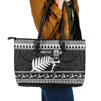 New Zealand Christmas Rugby Personalised Leather Tote Bag Meri Kirihimete All Black Maori LT14 - Polynesian Pride