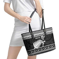 New Zealand Christmas Rugby Personalised Leather Tote Bag Meri Kirihimete All Black Maori LT14 - Polynesian Pride