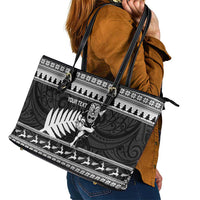 New Zealand Christmas Rugby Personalised Leather Tote Bag Meri Kirihimete All Black Maori LT14 - Polynesian Pride