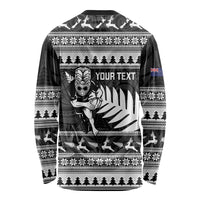 New Zealand Christmas Rugby Personalised Long Sleeve Shirt Meri Kirihimete All Black Maori LT14 - Polynesian Pride