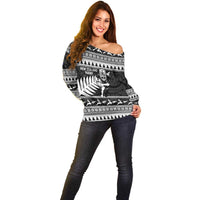 New Zealand Christmas Rugby Personalised Off Shoulder Sweater Meri Kirihimete All Black Maori LT14 - Polynesian Pride