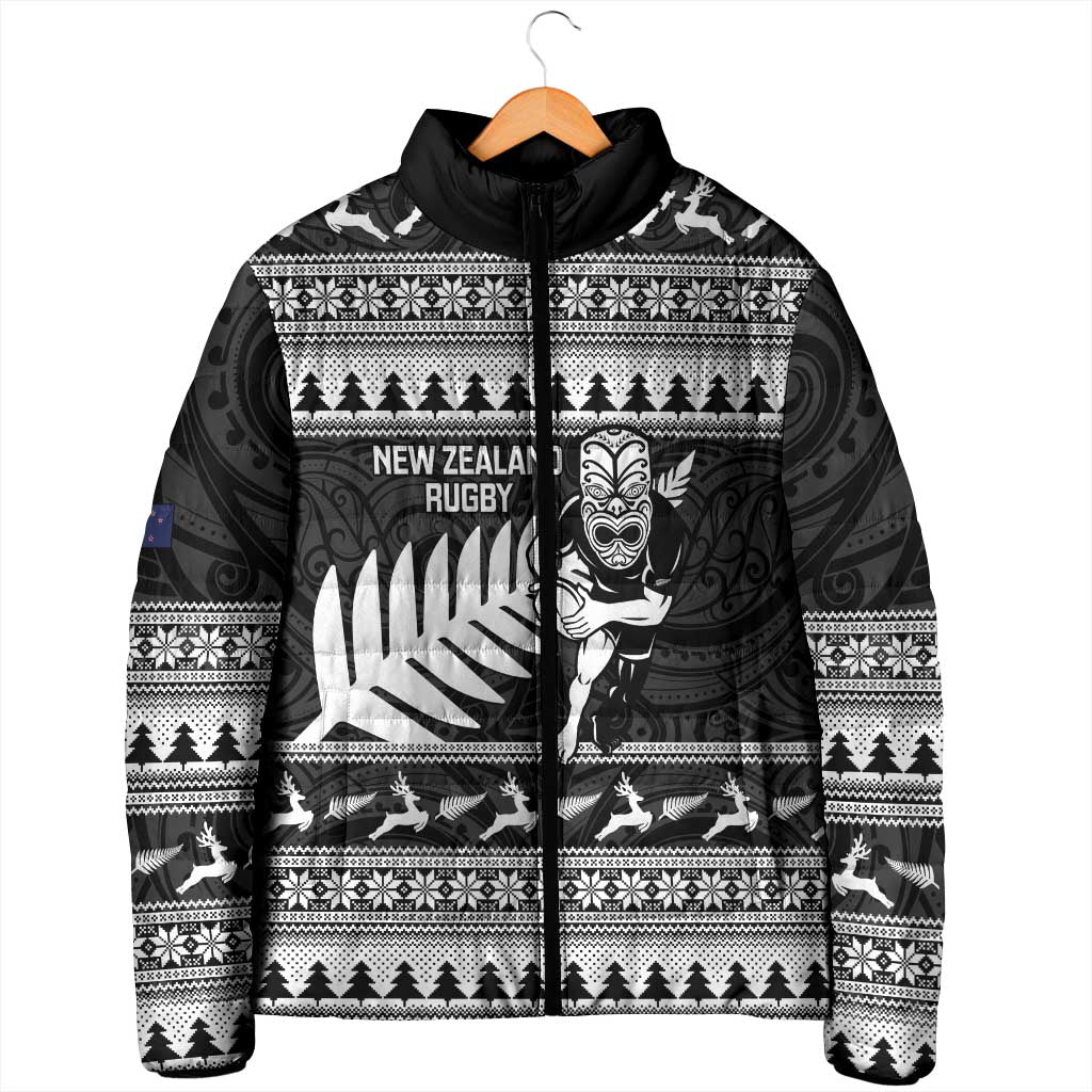 New Zealand Christmas Rugby Personalised Padded Jacket Meri Kirihimete All Black Maori LT14 - Polynesian Pride