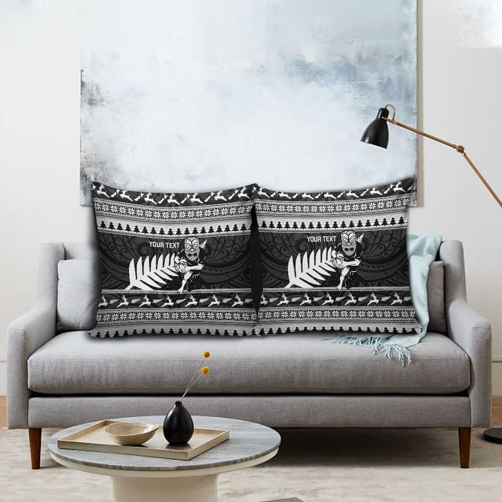 New Zealand Christmas Rugby Personalised Pillow Cover Meri Kirihimete All Black Maori LT14 - Polynesian Pride