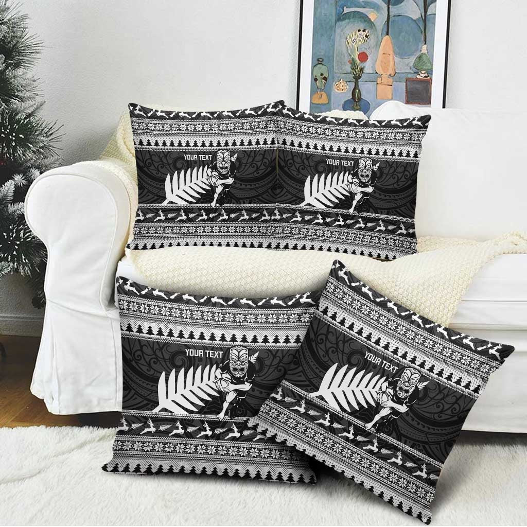 New Zealand Christmas Rugby Personalised Pillow Cover Meri Kirihimete All Black Maori LT14 - Polynesian Pride
