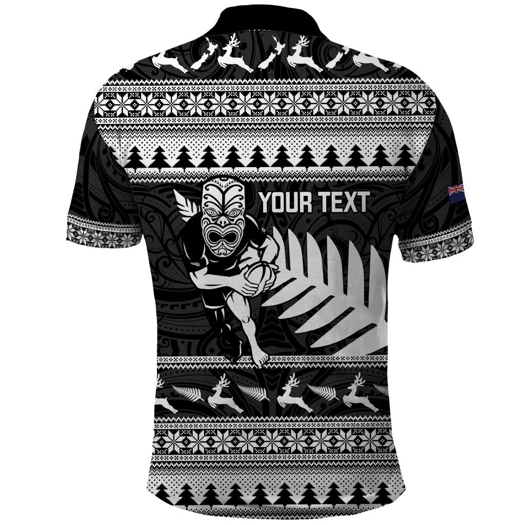 New Zealand Christmas Rugby Personalised Polo Shirt Meri Kirihimete All Black Maori LT14 - Polynesian Pride