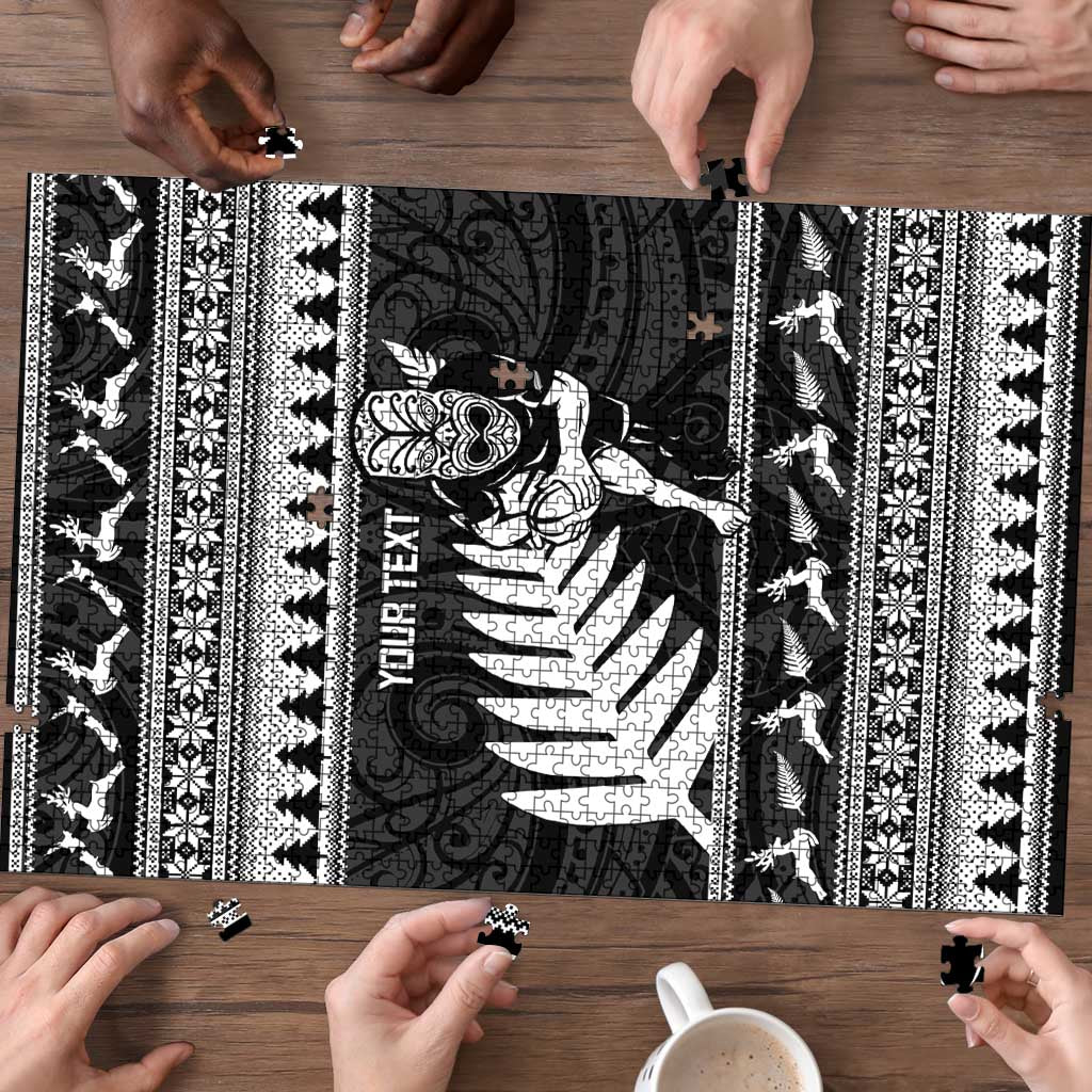 New Zealand Christmas Rugby Personalised Puzzle Meri Kirihimete All Black Maori LT14 - Polynesian Pride