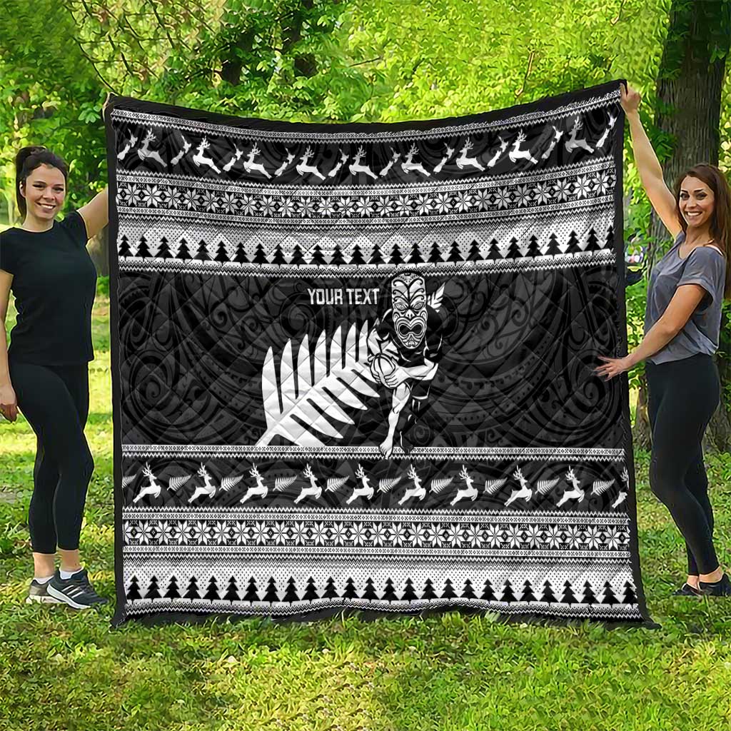 New Zealand Christmas Rugby Personalised Quilt Meri Kirihimete All Black Maori LT14 - Polynesian Pride