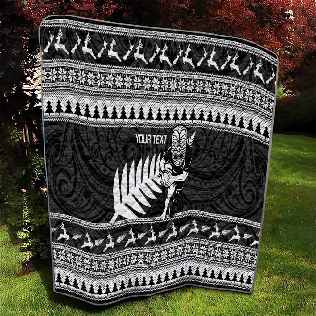 New Zealand Christmas Rugby Personalised Quilt Meri Kirihimete All Black Maori LT14 - Polynesian Pride
