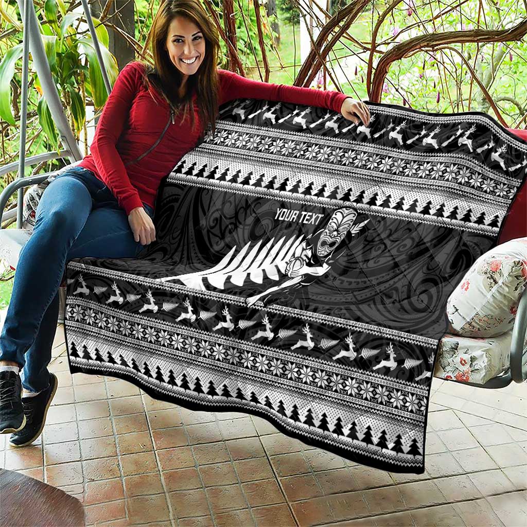 New Zealand Christmas Rugby Personalised Quilt Meri Kirihimete All Black Maori LT14 - Polynesian Pride