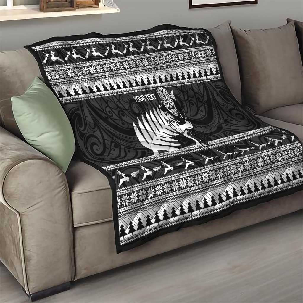 New Zealand Christmas Rugby Personalised Quilt Meri Kirihimete All Black Maori LT14 - Polynesian Pride