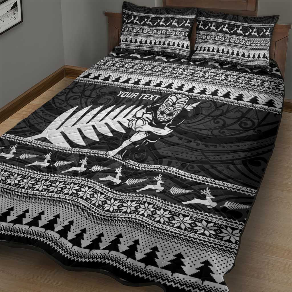 New Zealand Christmas Rugby Personalised Quilt Bed Set Meri Kirihimete All Black Maori LT14 - Polynesian Pride