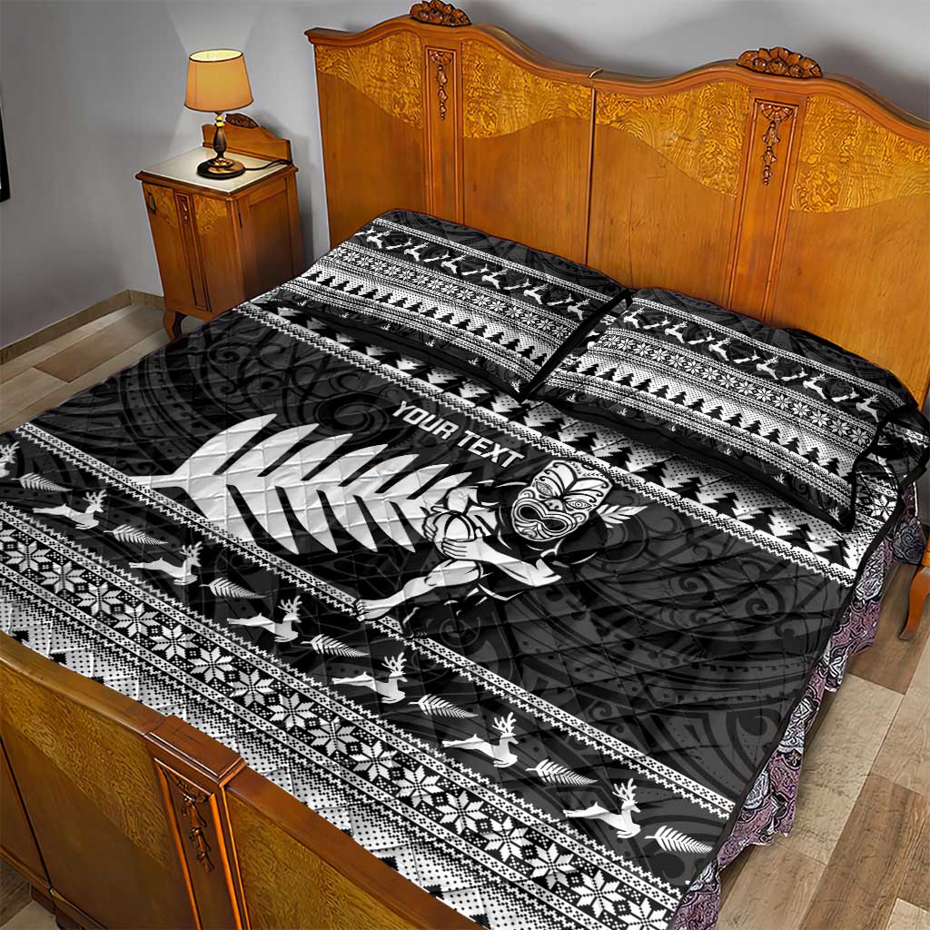 New Zealand Christmas Rugby Personalised Quilt Bed Set Meri Kirihimete All Black Maori LT14 - Polynesian Pride