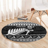 New Zealand Christmas Rugby Personalised Round Carpet Meri Kirihimete All Black Maori LT14 - Polynesian Pride