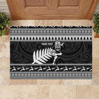 New Zealand Christmas Rugby Personalised Rubber Doormat Meri Kirihimete All Black Maori LT14 Black - Polynesian Pride