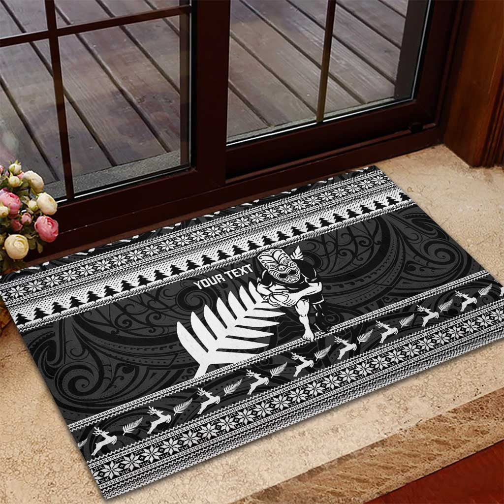New Zealand Christmas Rugby Personalised Rubber Doormat Meri Kirihimete All Black Maori LT14 - Polynesian Pride