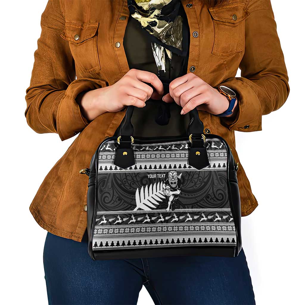 New Zealand Christmas Rugby Personalised Shoulder Handbag Meri Kirihimete All Black Maori LT14 - Polynesian Pride